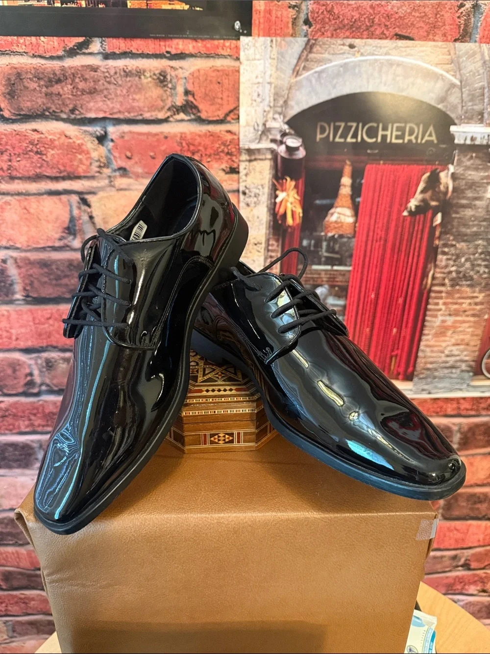 Joseph Abboud Men's Black Patent leather Tuxedo Shoes